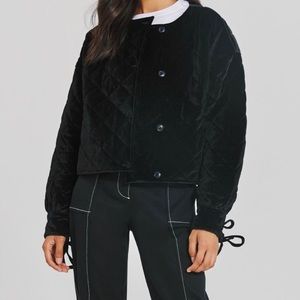 Something Navy black velvet quilted jacket
